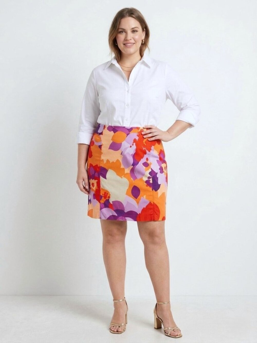 NEW YORK COMPANY Floral Stretch Pencil Skirt. Plus Size 16